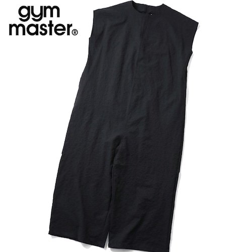 gym master ジムマスター ワイドIラインシルエット シアサッカー素材 ノースリーブオールインワンG733724 ブラック