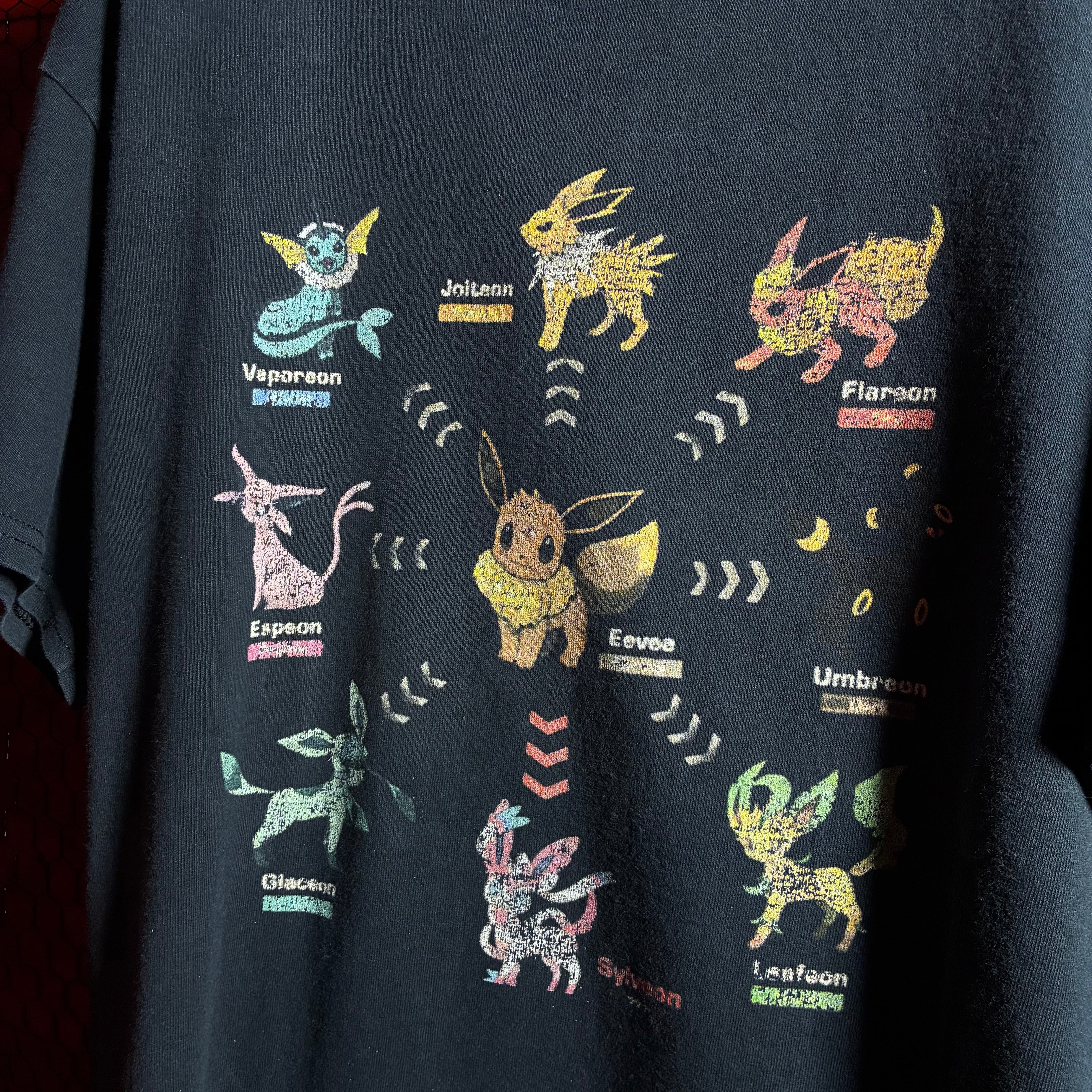 00s GILDAN ポケモン イーブイ進化図鑑Tシャツ ブラック