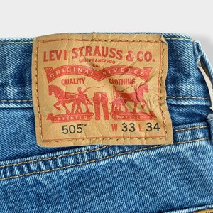 【LEVI'S】505 デニム ジーパン ジーンズ テーパード ジッパーフライ W33 L34 リーバイス US古着