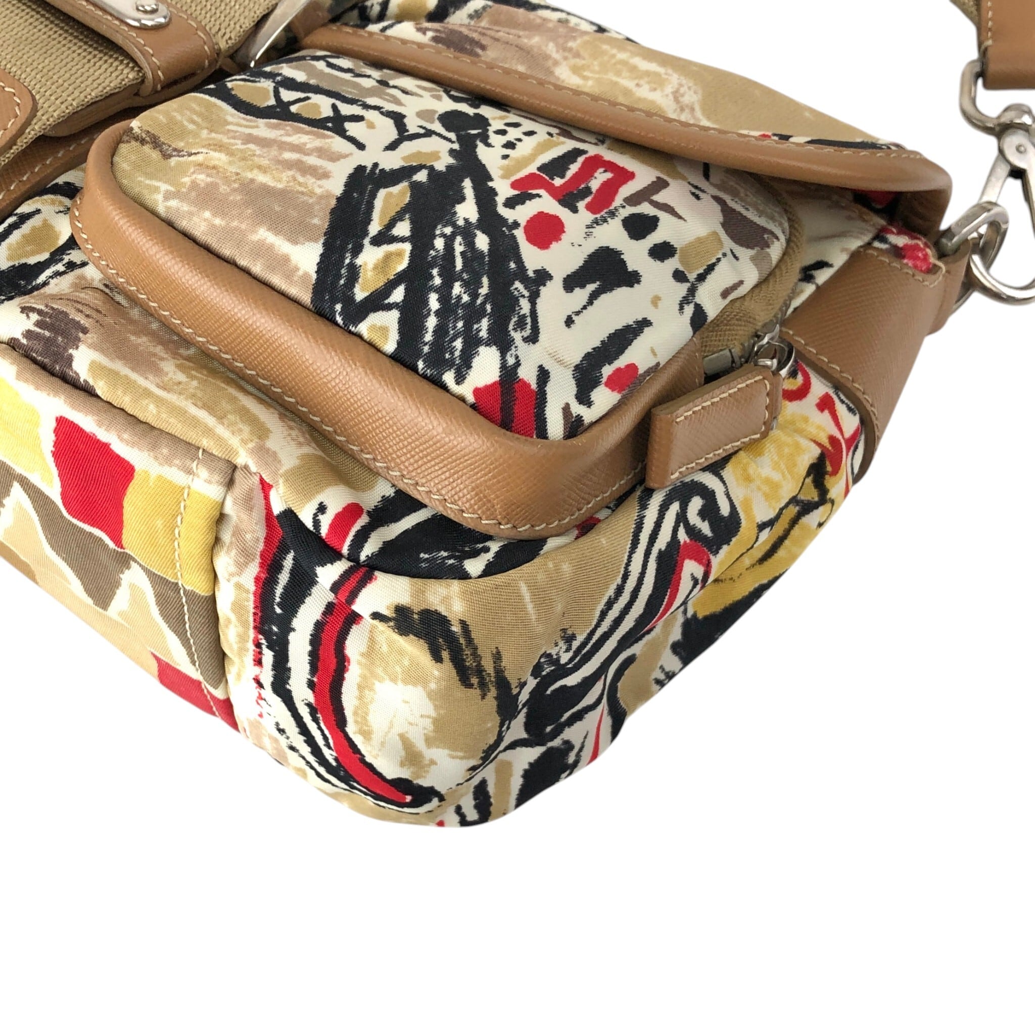 PRADA プラダ ショルダーバッグ ホワイト ブラウン フロントバックル