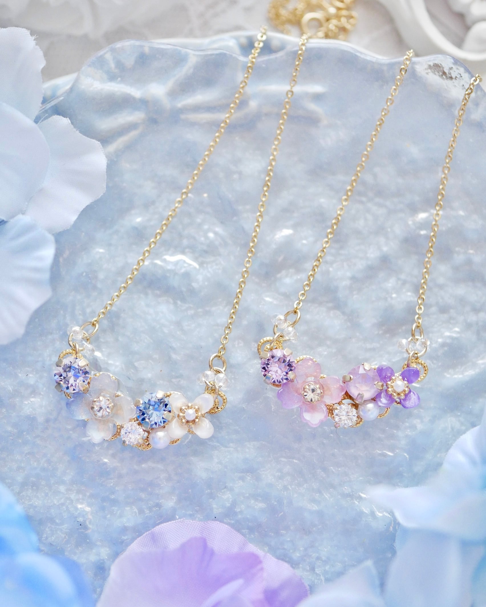 332 オーバルクリスタルリボンネックレス | Amooo