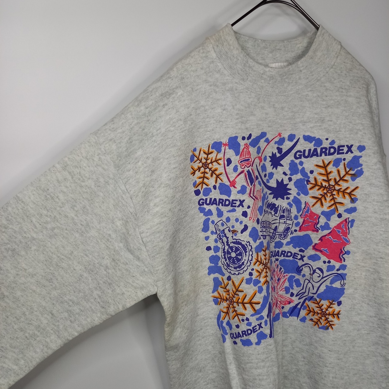 90s　アメリカ製　フルーツオブザルーム　スウェット　プリントトレーナー　裏起毛