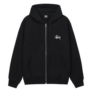 ステューシー ジップアップ スウェットパーカー 即納 BASIC STUSSY ZIP HOODIE BLACK [並行輸入]