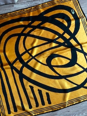 yellow & black abstract silk scarf-5152-8