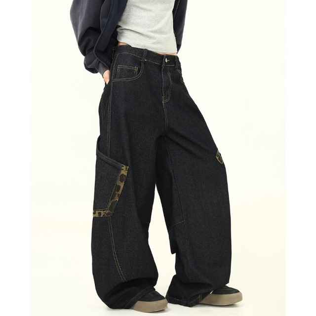 leopard-point pocket denim　レオパードポイントポケットデニム　J2097