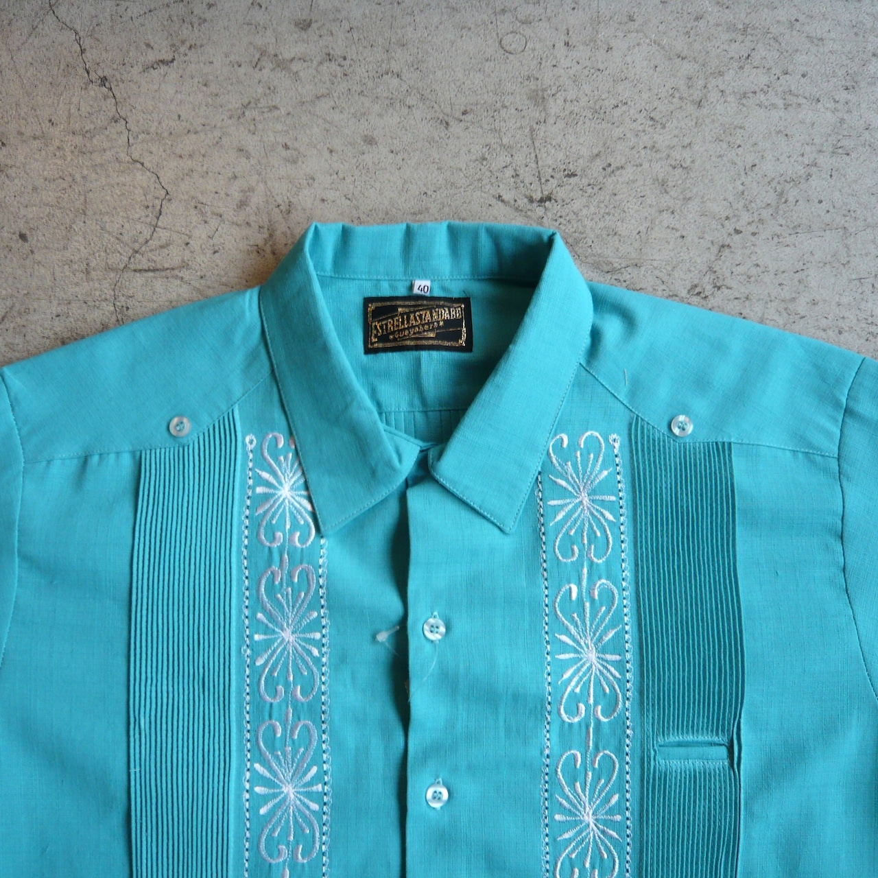 ESTRELLA STANDARD S/S REJILLADA キューバシャツ ターコイズ