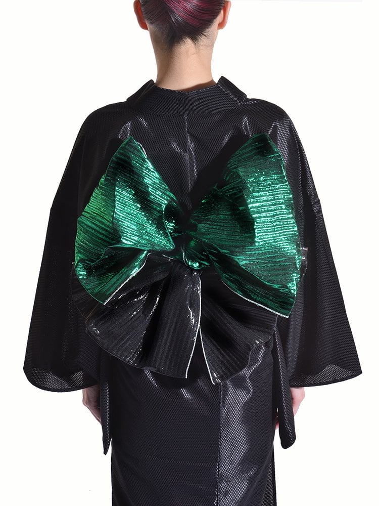 男女兼用 Unisex】Rumi Rock兵児帯「ギラヘコ」 グリーン×ブラック