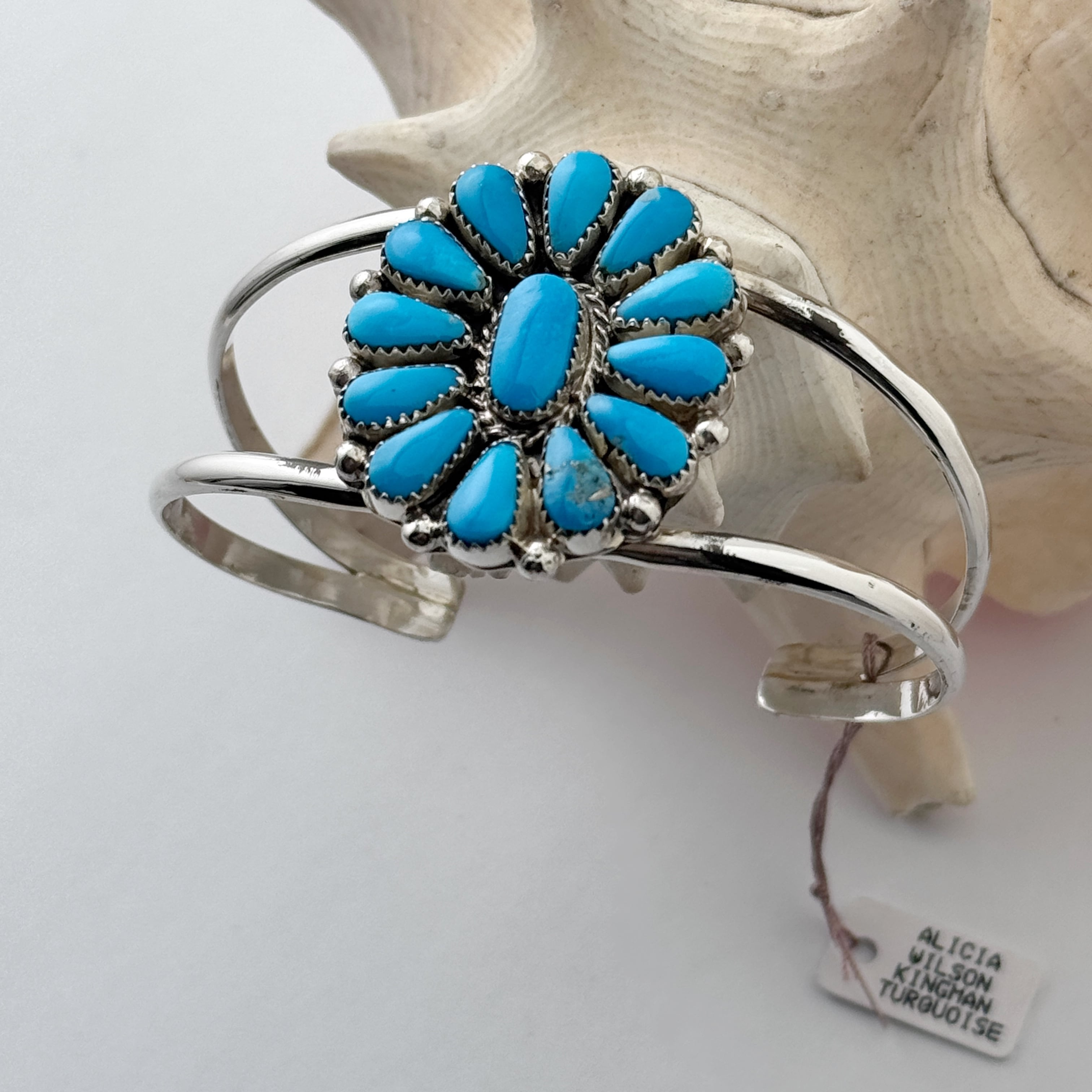 Indian Jewelry 》 【一点物再入荷】ターコイズ フラワー バングル