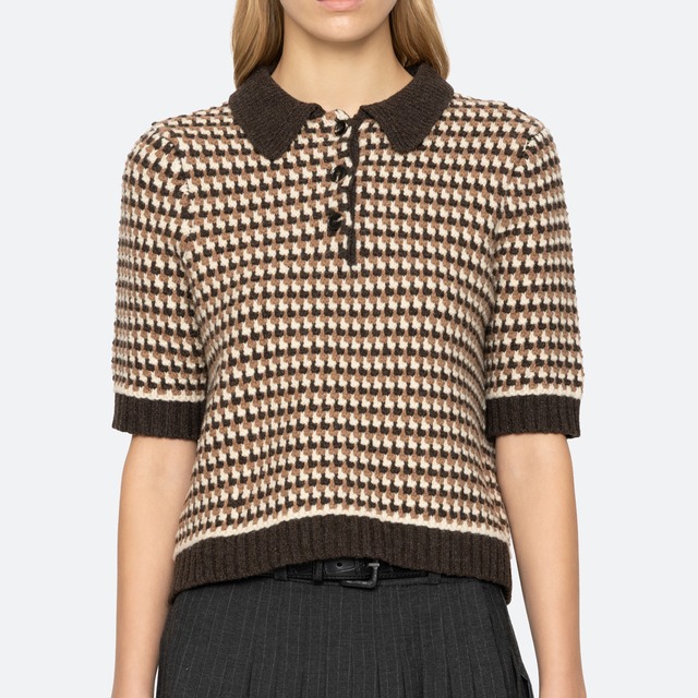 SEA NY　DECLAN S/SLV POLO SWEATER   MULTI  BEIGE