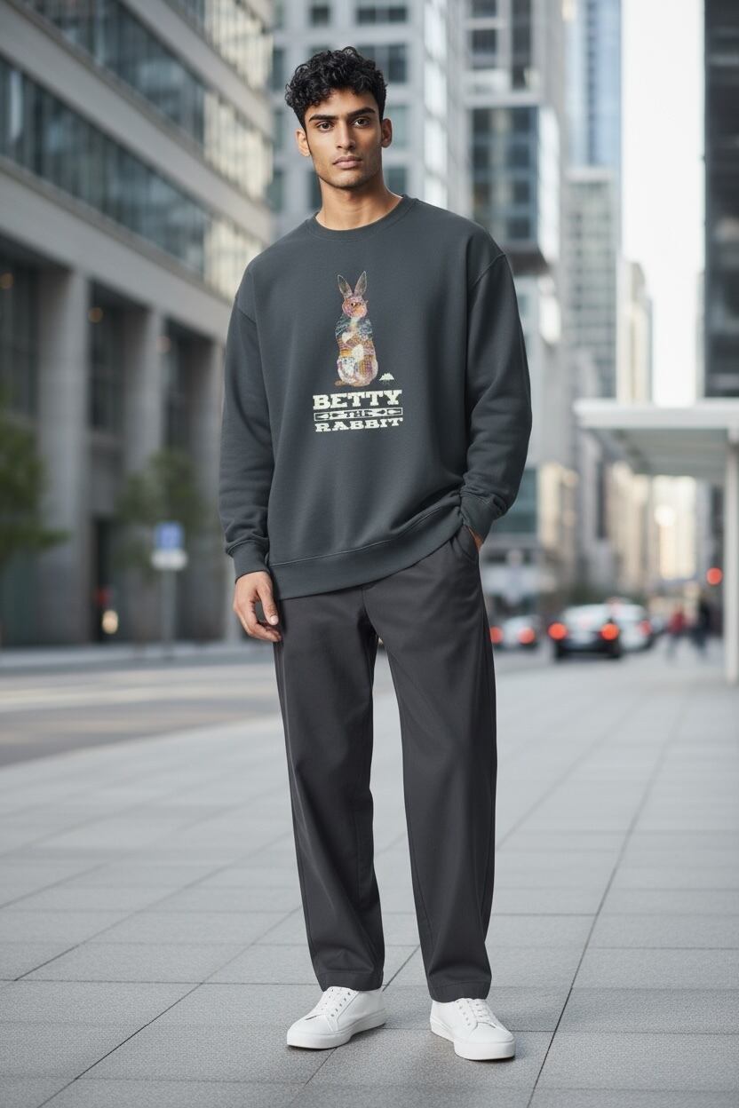 新品タグ付き V12 ROBERT CREW 総柄 スウェット サイズ2 スウェット/Betty the Rabbit_ダークグレー | MULGA THE ARTIST ASIA