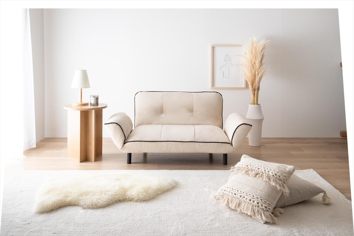 全2色】フォルムとパイピング加工が可愛い2WAYリクライニングソファ