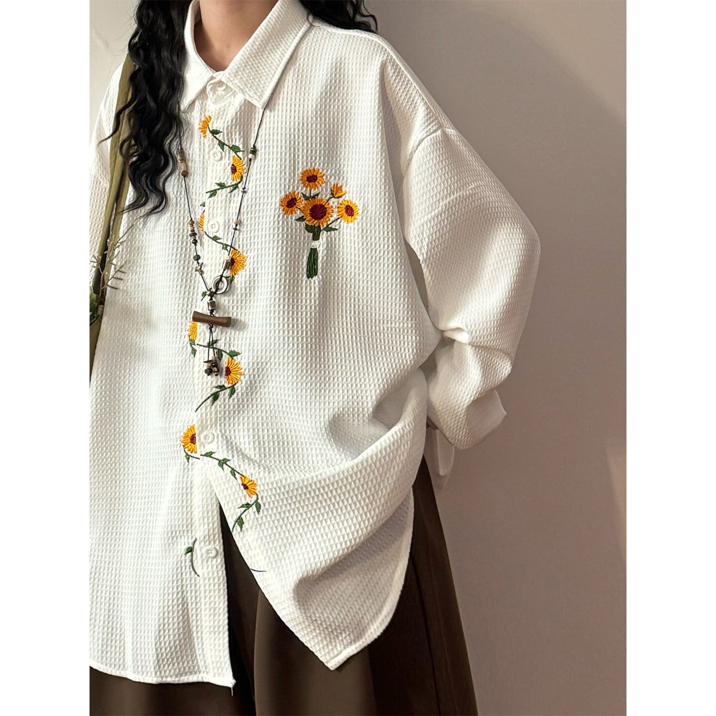 ♥向日葵刺繍シャツ！【UATONLINEシリーズ】☆シャツ☆ ユニセックス