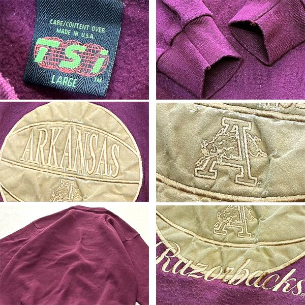 1点物◇USA製90sビンテージTSiエンジ色スウェット古着メンズL