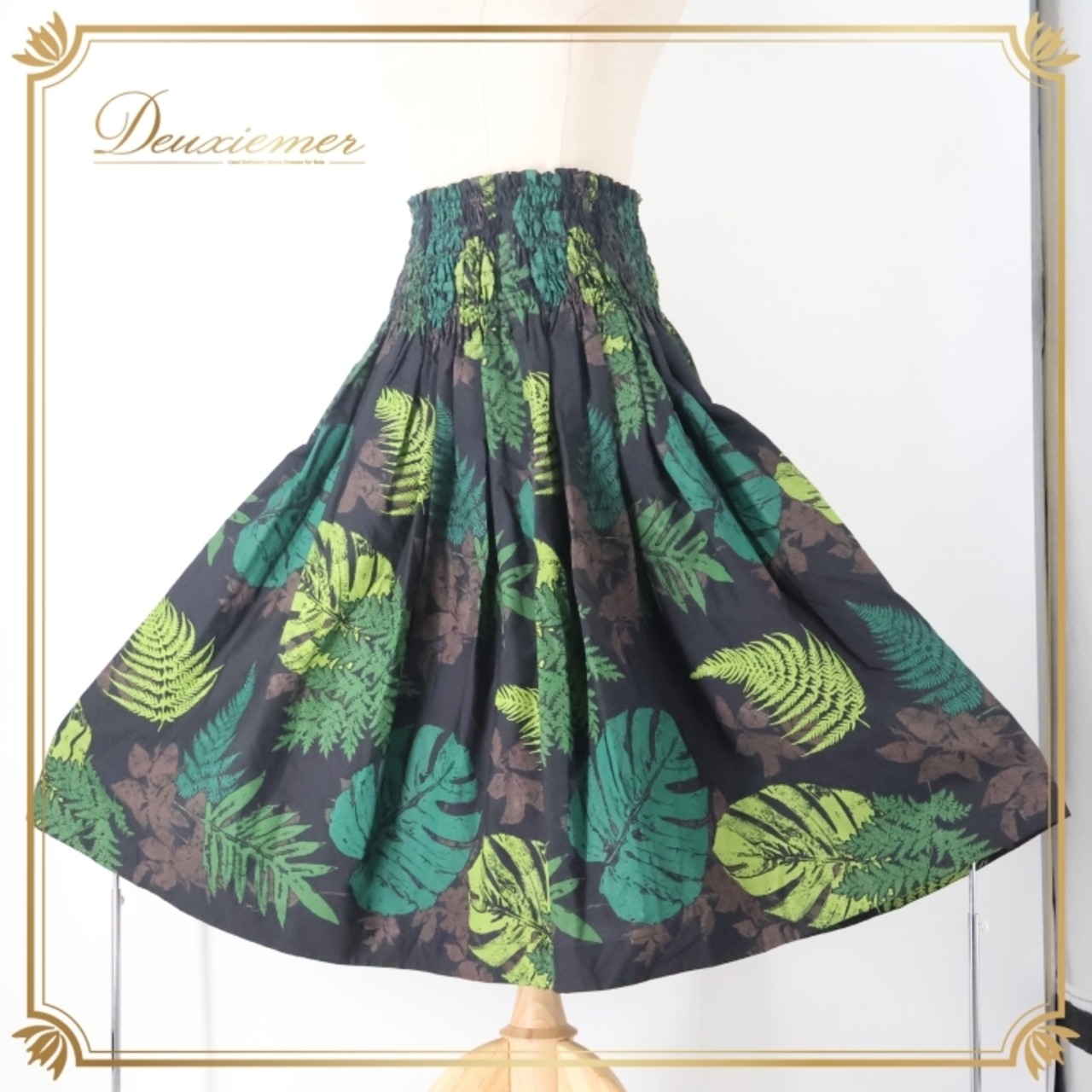 フラダンス 衣装 パウスカート ブラック系 モンステラ柄 ハワイアンプリント アロハ フラ ダンス レッスン 練習 シングル スカート かわいい おしゃれ 上品 大人っぽい 華やか 軽やか ふんわり グリーン系 ブラウン系 黒 緑 黄緑 茶 フラ ダンス フェミニン リゾートスタイル キュート カジュアル シャーリング アロハスタイル ハワイファッション エレガント
