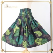 フラダンス 衣装 パウスカート ブラック系 モンステラ柄 ハワイアンプリント アロハ フラ ダンス レッスン 練習 シングル スカート かわいい おしゃれ 上品 大人っぽい 華やか 軽やか ふんわり グリーン系 ブラウン系 黒 緑 黄緑 茶 フラ ダンス フェミニン リゾートスタイル キュート カジュアル シャーリング アロハスタイル ハワイファッション エレガント