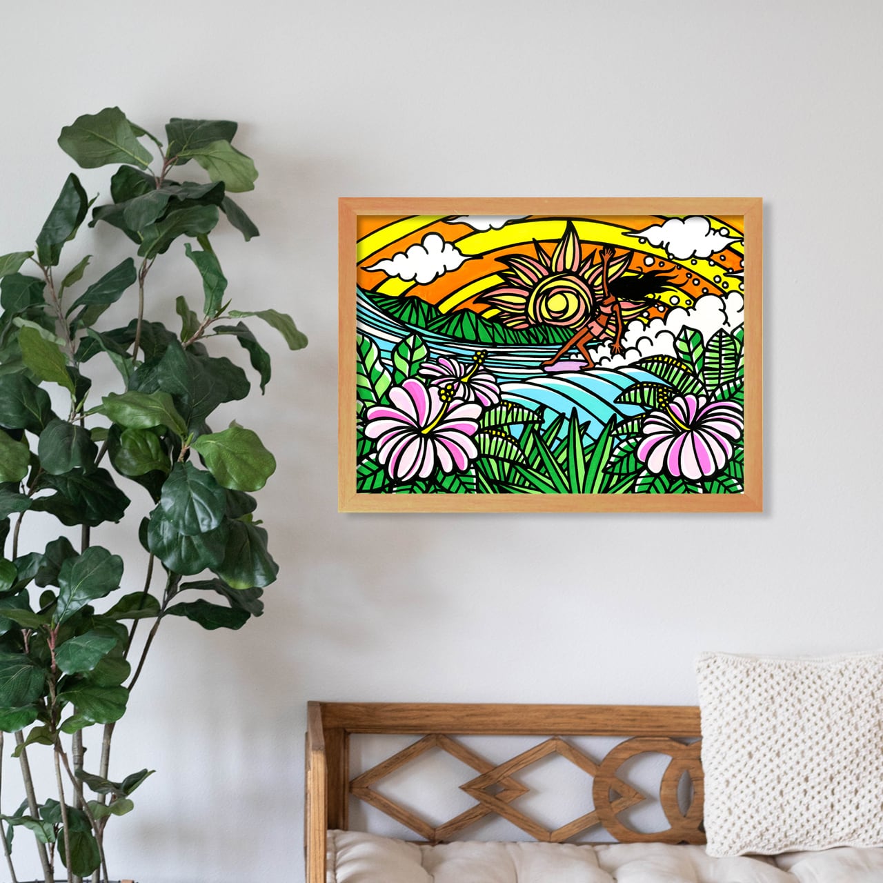 Wood Panel A3(Surfer Girl)