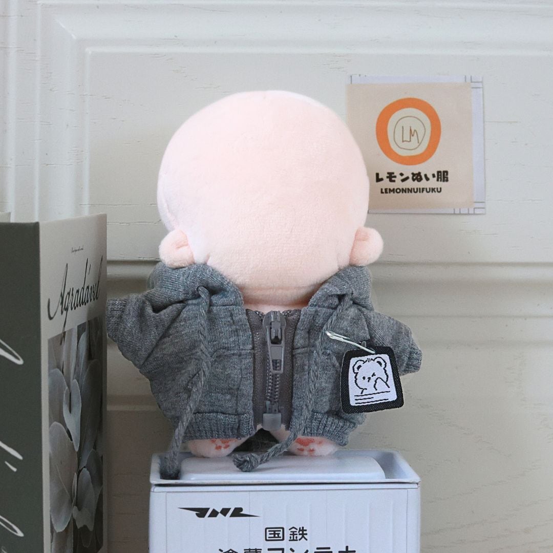 10cm 12cm 着せ替え ぬい服 小さい くま柄 パーカー トップス 黒 白
