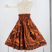 フラダンス 衣装 パウスカート オレンジ系 ハワイアンプリント アロハ ハワイアン タパ柄 グランジ加工 レッスン 練習 シングル スカート かわいい おしゃれ 華やか 上品 大人っぽい ブラウン系 橙 茶 フラ ダンス オレンジ ゴムウエスト シャーリング 練習着 フラダンス衣装 アロハシャツに合う フェスティバル