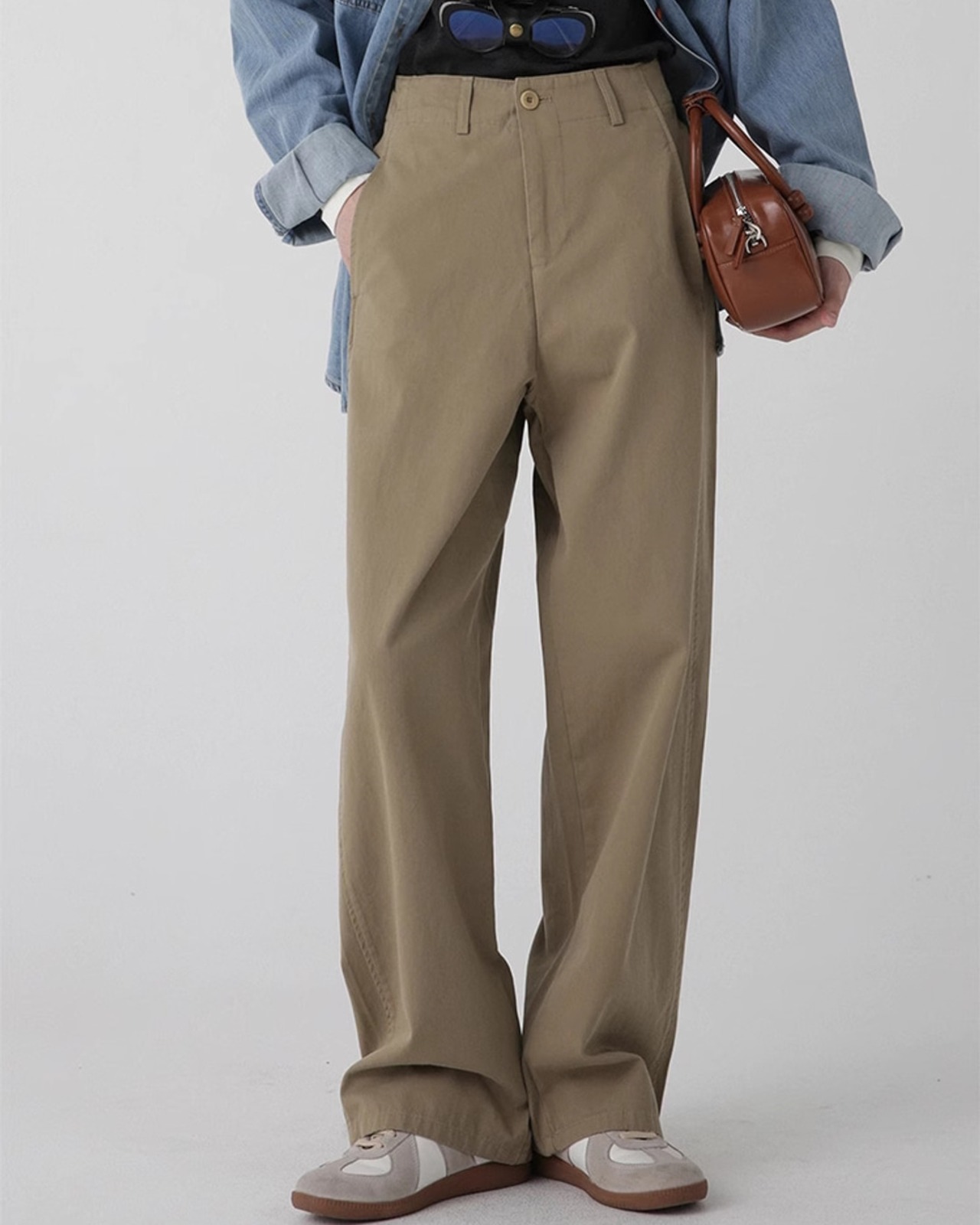 Wide straight cotton Pants　T20250