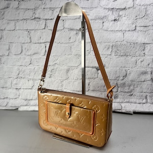 LOUIS VUITTON ヴィトン ヴェルニ･マロリースクエア モノグラム レザー ハンドバッグ ベージュ A-13981