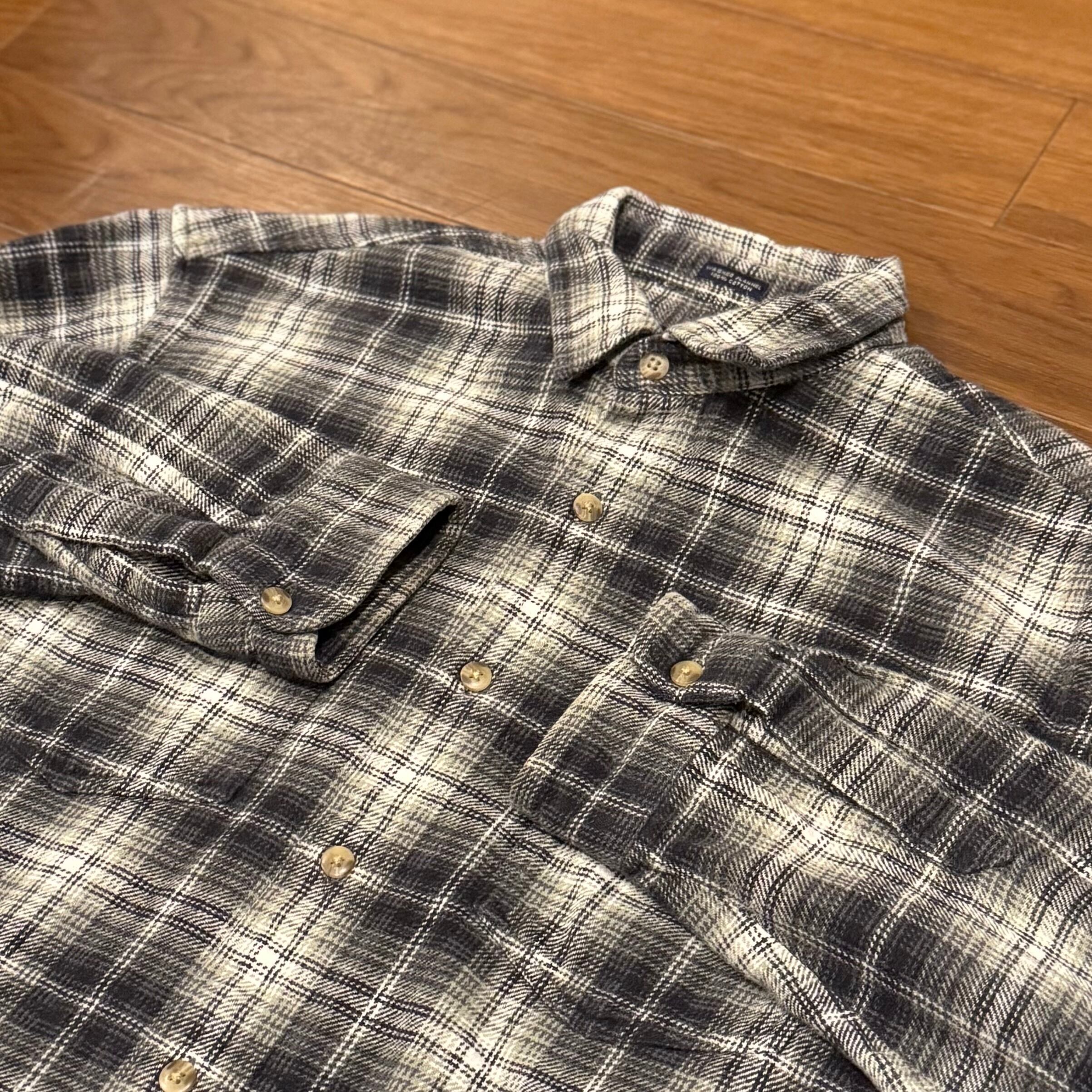 XL‼︎】70's Sears Shadow Plaid Open Collar Rayon Shirt “KINGS ROAD