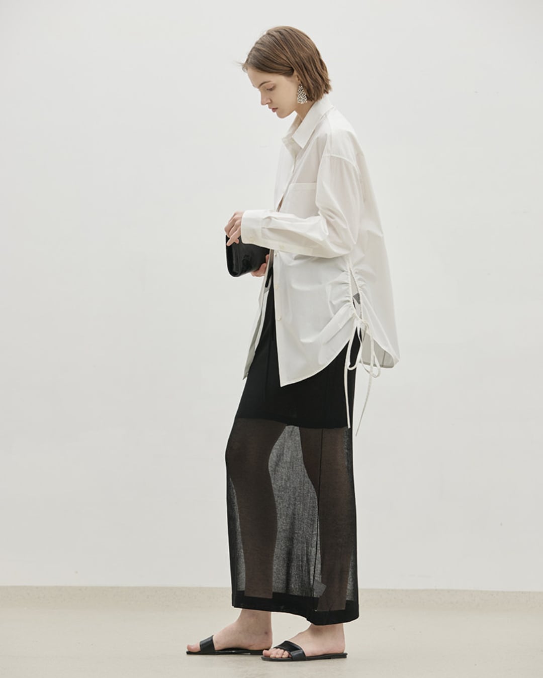 Relaxed Drawstring Cotton Shirt