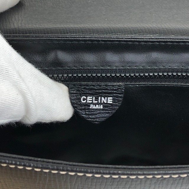 CELINE セリーヌ ショルダーバッグ ブラック サークルロゴ レザー vintage ヴィンテージ オールド e3r52b