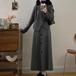 【2点セット】サイドベルトテーラードジャケット＋フロントボタンロングスカート ・74440