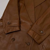 TRUSSARDI トラサルディ 羊革 本革 レザー ダブル コート /ブラウン/ラムレザー/シープスキン