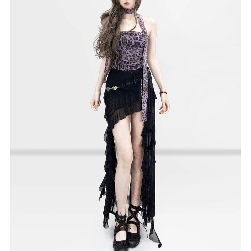 Asymmetrical long skirt r0086