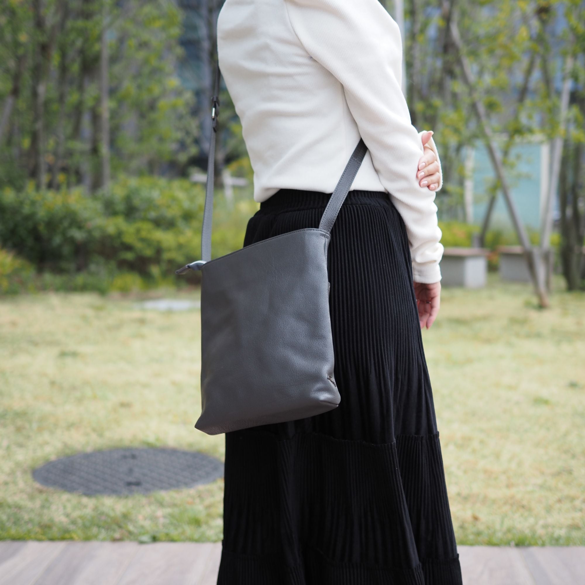 【50%OFF】オールレザーショルダーバッグ BO-1546N(060606) ブルーグレー【super price】