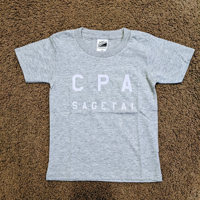 "CPA SAGETAI" 子ども用Tシャツ【グレー地／ベビーピンク】