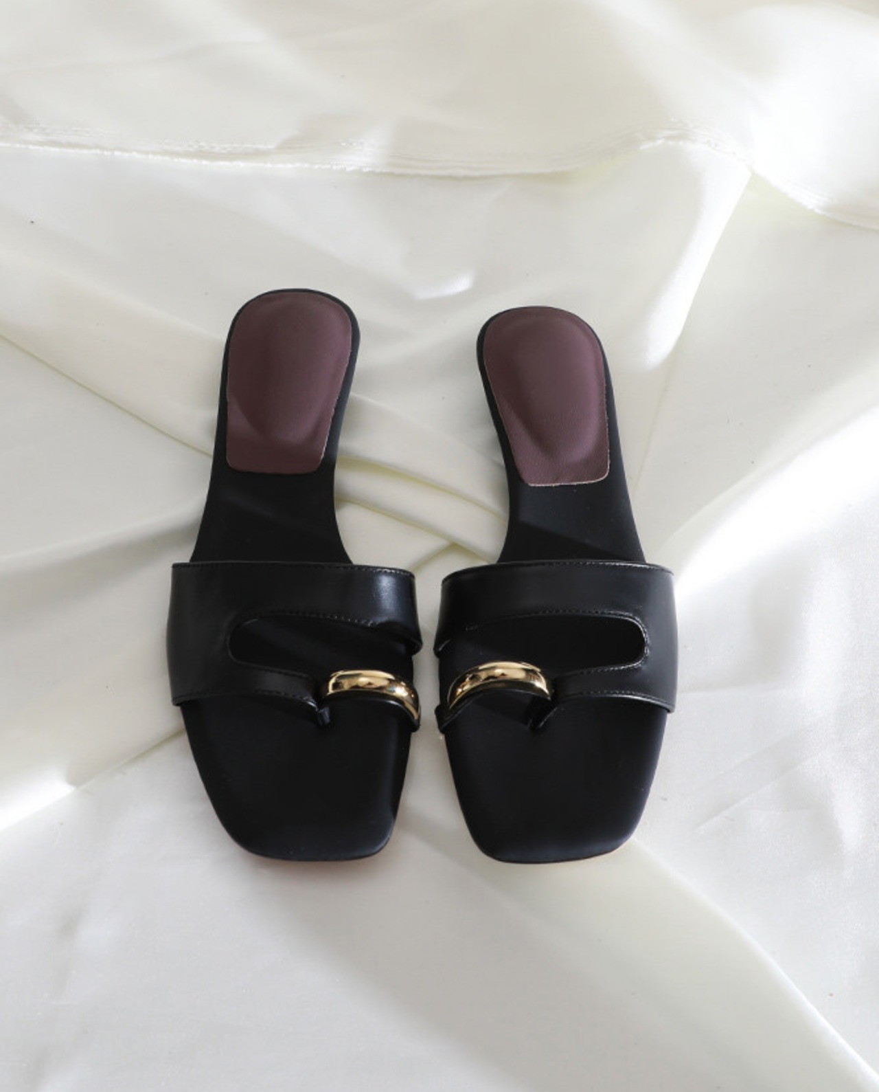 ブロックヒール 牛革サンダル