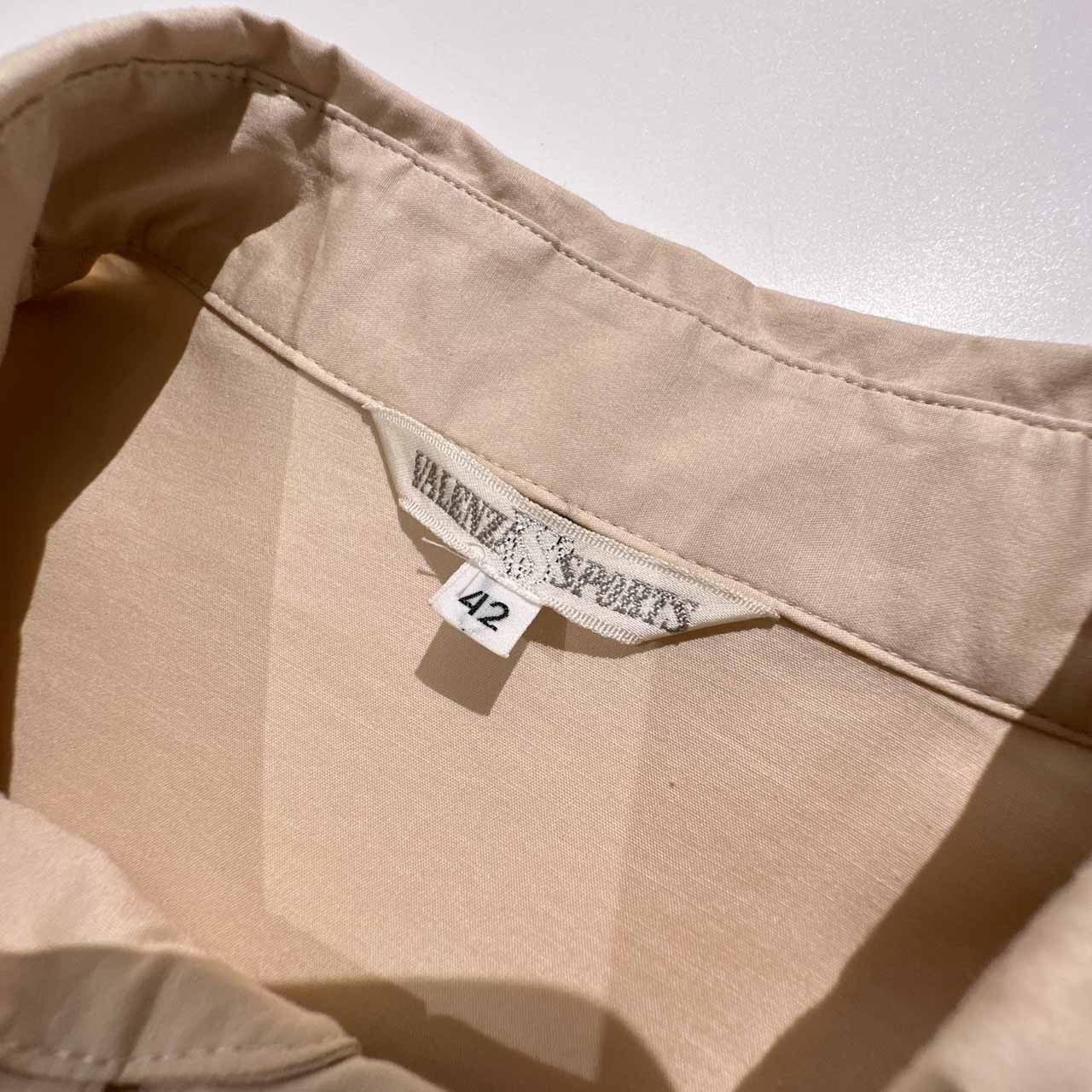 VALENZA SPORTS バレンザポー ラインストーン 五分袖 シャツ ストレッチ サイズ 42 /半袖/レディース/ベージュ/日本製