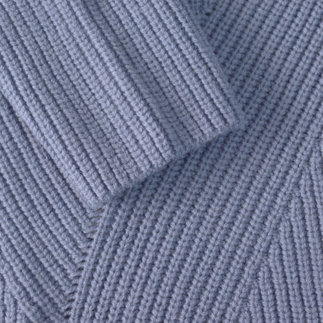 Sarahwear サラウエア ランダム畦編みニット・ブルーグレイ メリノウールを使って畦編みの編地を変えたモダンニット【送料無料】