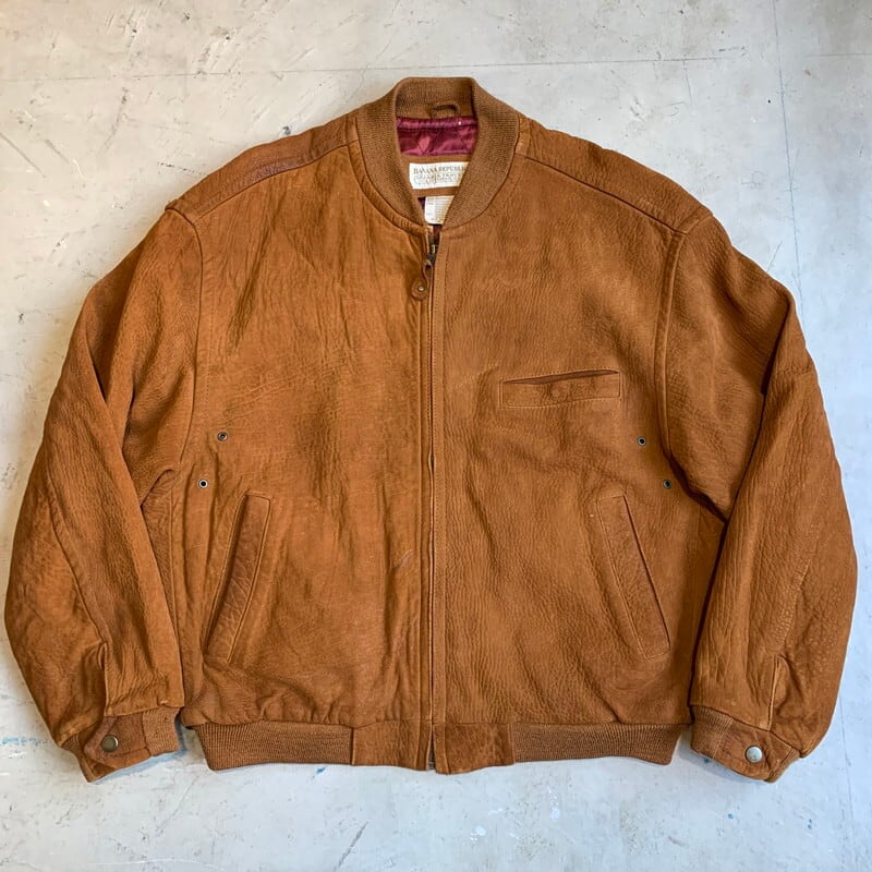 70's 80's BANANA REPUBLIC バナナリパブリック SAFARI&TRAVEL ヌバックレザーブルゾン サファリルック 初期タグ  ブラウン バナリパ Mサイズ 希少 ヴィンテージ BA-1360 RM1729H | agito vintage powered by BASE