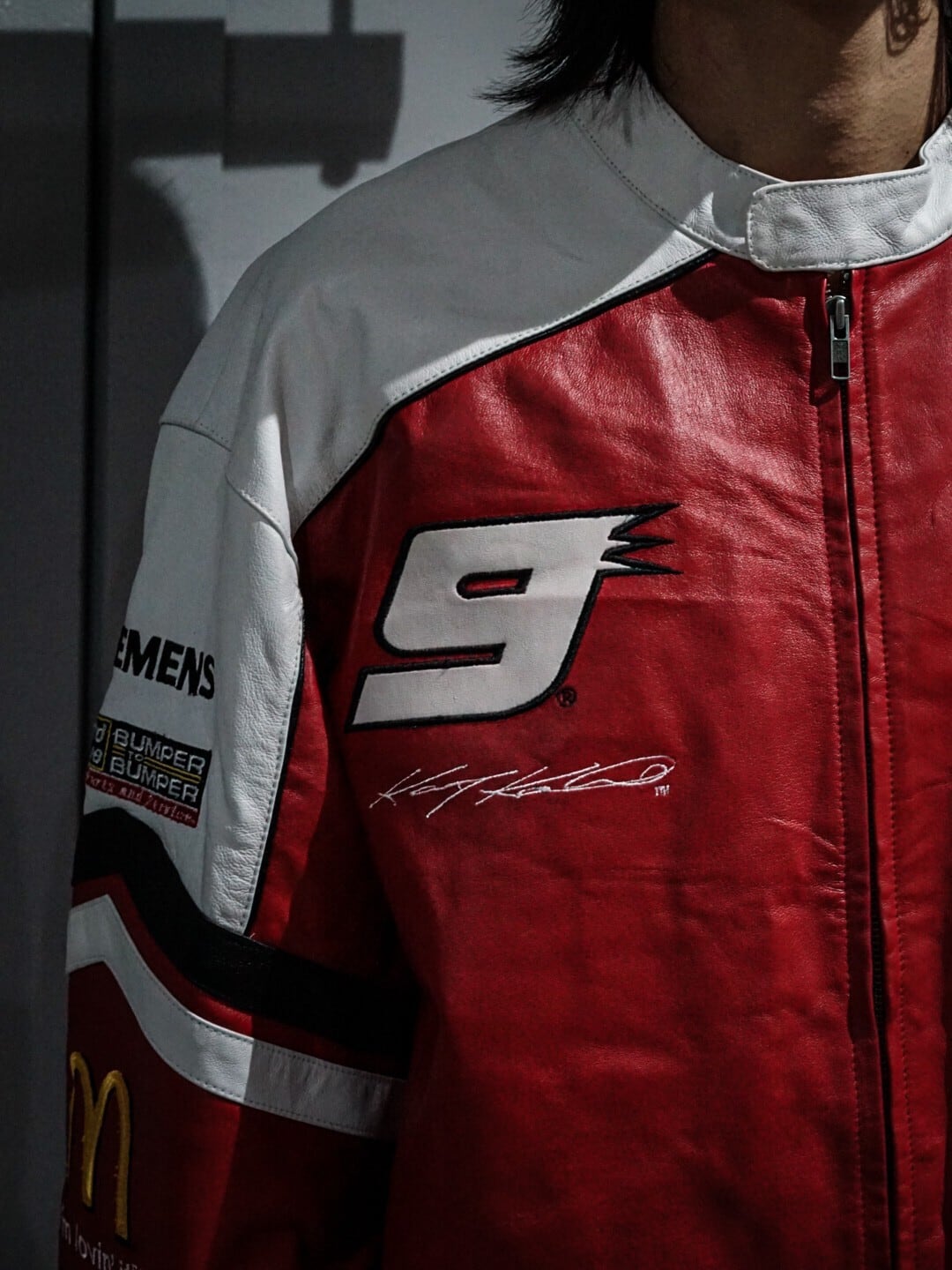 ゲリラ値下げ‼️WILSONS NASCAR  レザージャケット Vtg Wilson Leather Chase Ryan Newman NASCAR Jacket 2XL Black Blue