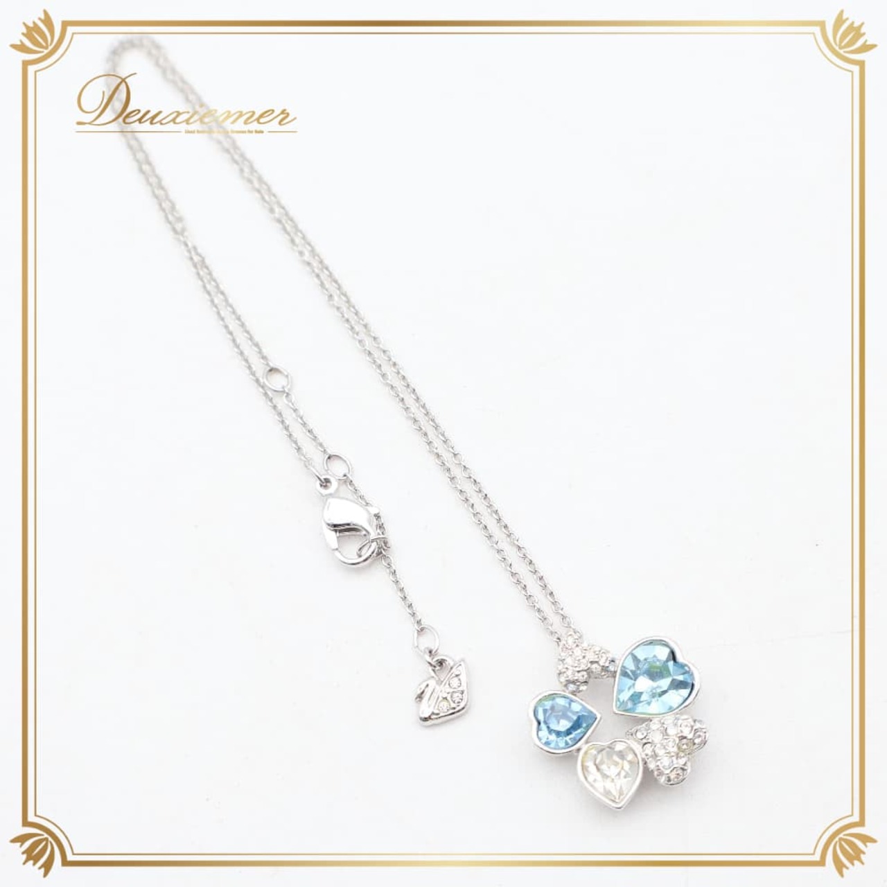 フォーマル 小物 SWAROVSKI スワロフスキー ネックレス アクセサリー シルバー系 ブルー系 シルバー 水色 ハート クローバー かわいい 飾り 装飾 華やか ダンス 正装 フォーマル 結婚式 ジュエリー ペンダント チャーム きらきら キラキラ エレガント 二次会 イベント クリスマス 誕生日 プレゼント ギフト