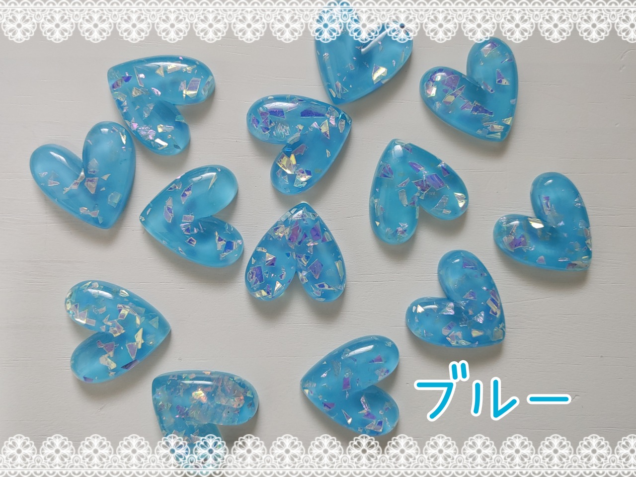 お得✨[20個]ホログラム入りぷっくり入りハート♡／５色:直径27mm