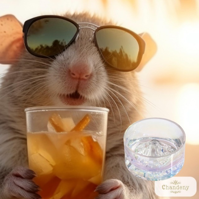 [シャンディニー] ハムスター 水入れ クリスタルガラス 富士山形 小型ペット ウォーターボウル 水飲み器 給餌皿 転倒防止形状 七色