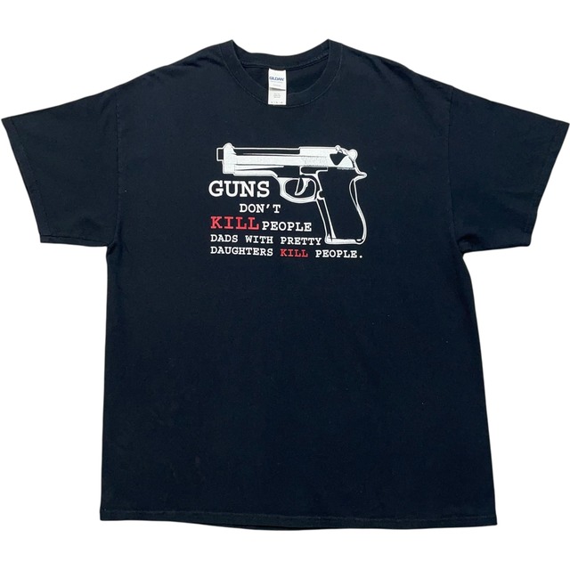 《XL》 GILDAN ギルダン Tシャツ メッセージプリント 「娘とデートするためのルール」 ブラック no.8793