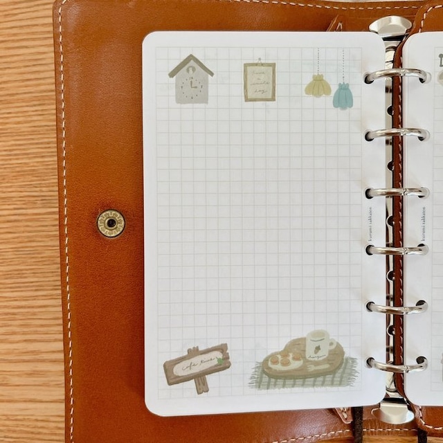 ミニ6穴サイズ/『ちょっとひといきしませんか?』方眼メモリフィル