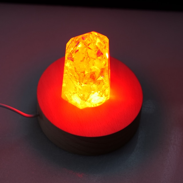 【天然石のディスプレイに】LEDライト（マルチカラー）付き木製台座（USB）T21