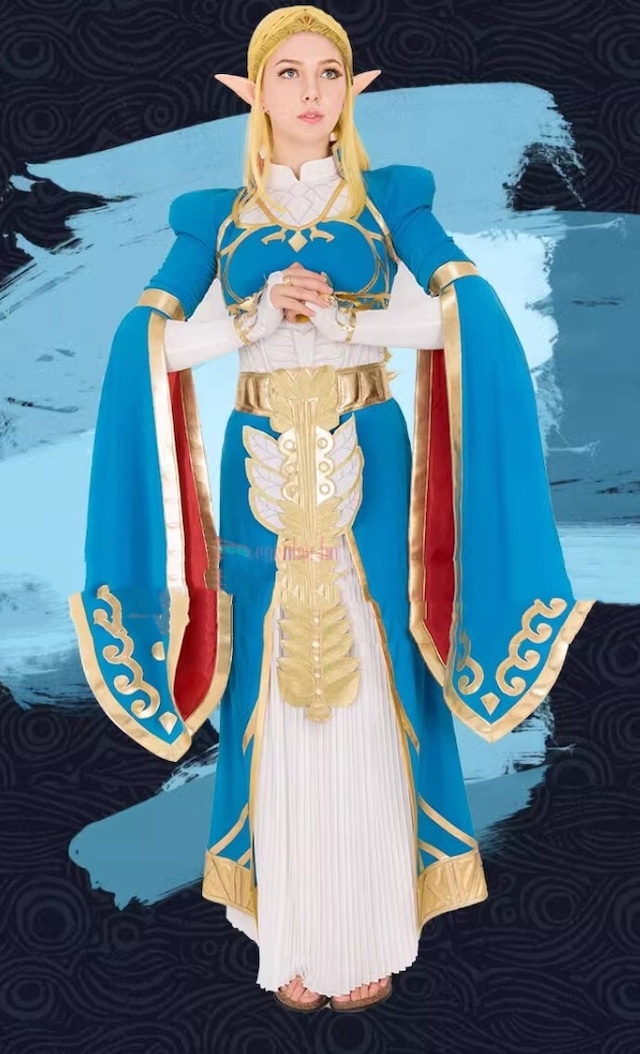 K3327 ブレスオブザワイルド ゼルダ姫 風 ドレス コスプレ衣装 cosplay コスチューム ハロウィン イベント