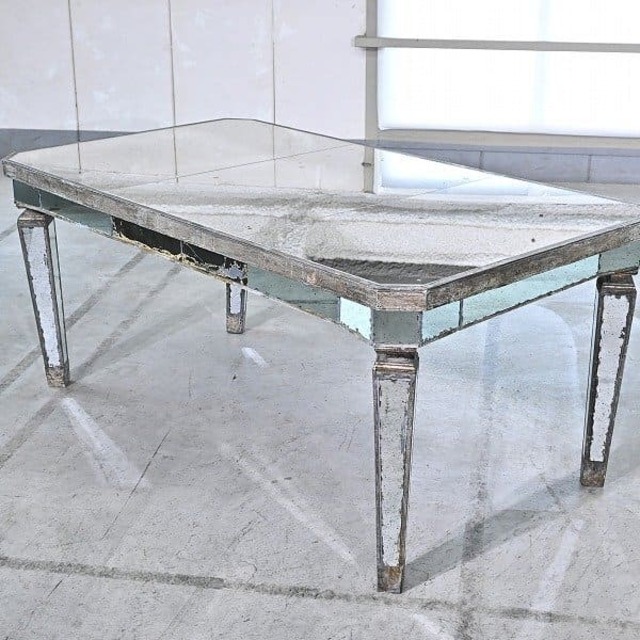 【引取限定】ビンテージスタイル オールミラーテーブル リビング 店舗什器 ダイニング モダン【中古家具/中古インテリア/USED家具ユーズド家具/リサイクル】