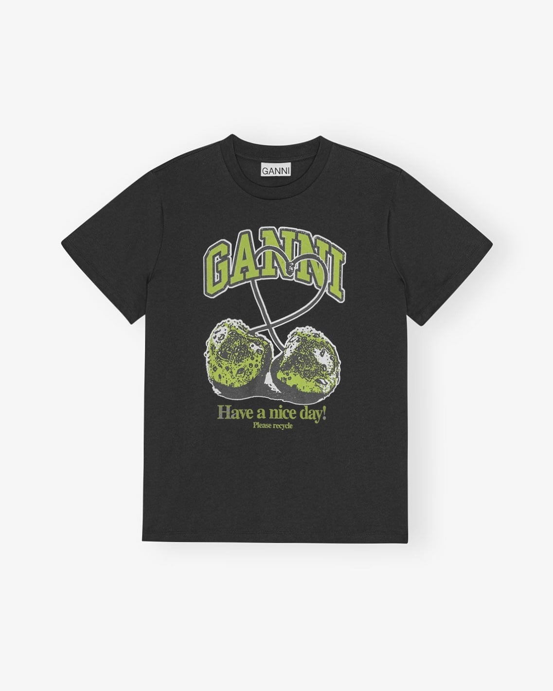 【新品未使用】GANNI CHERRY Relaxed Tee Bright White White Basic Jersey Cherry Relaxed T-shirt