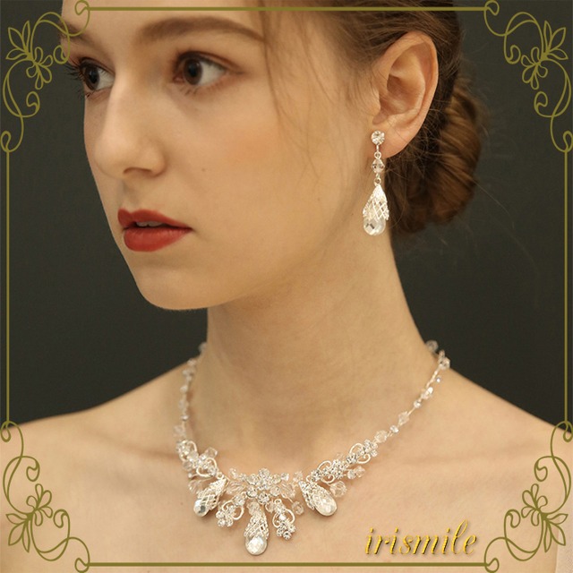オールワイヤー クラシカル ブライダル アクセサリーセット ネックレス イヤリング ハーフドロップ ウェディング 結婚式 花嫁様 ダンス パーティー Irismile For Wedding オールワイヤー クラシカル ブライダル アクセサリーセット ネックレス イヤリング ハーフドロップ ウェディング 結婚式 花嫁様 ダンス パーティー Irismile For Wedding