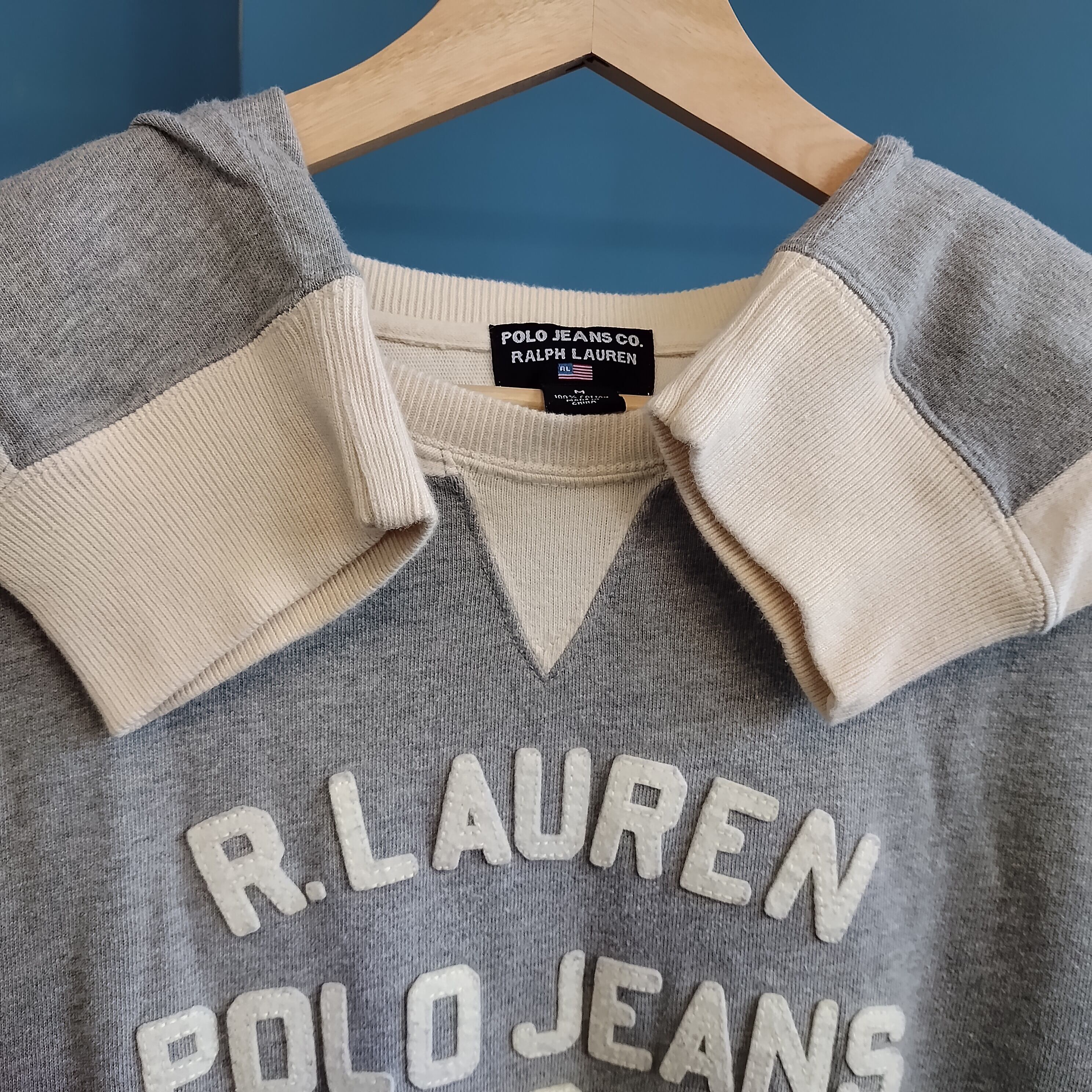 POLO JEANS Ralph Lauren】スウェット フェルトロゴ グレー M