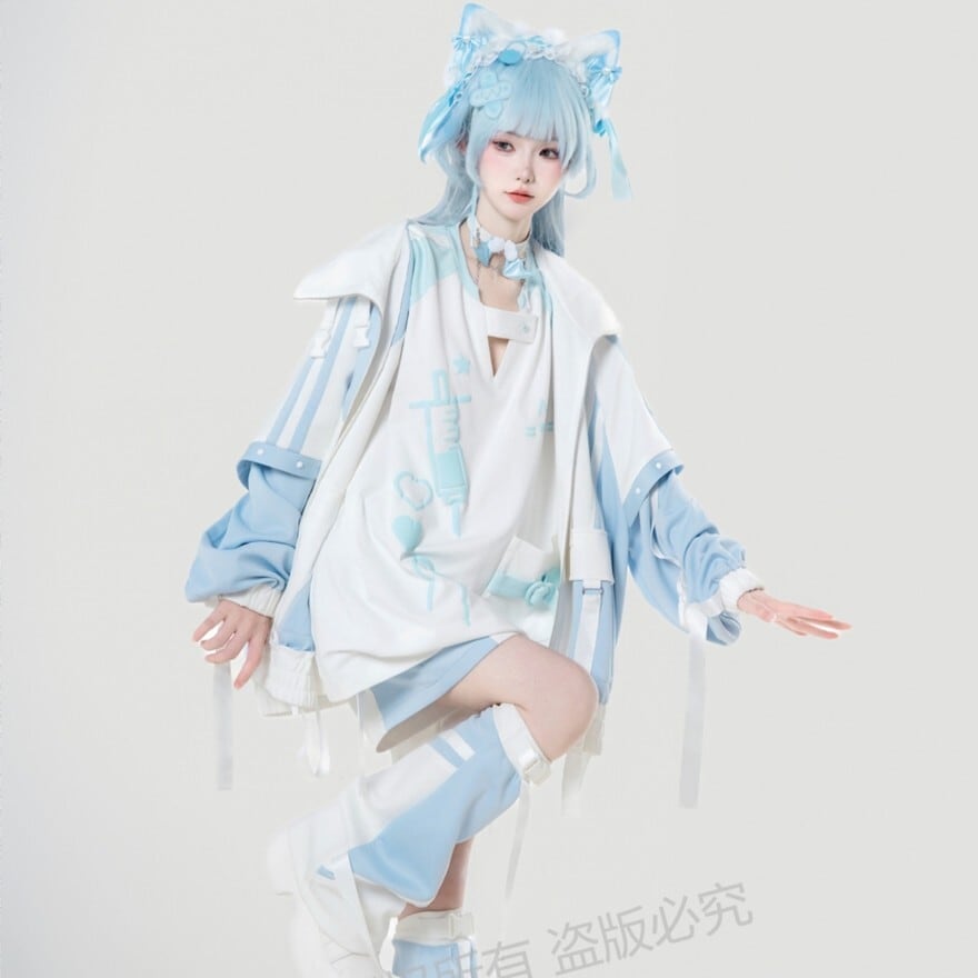 地雷系 量産型 セットアップ 4点セット cyberpunk ジャケット ショート