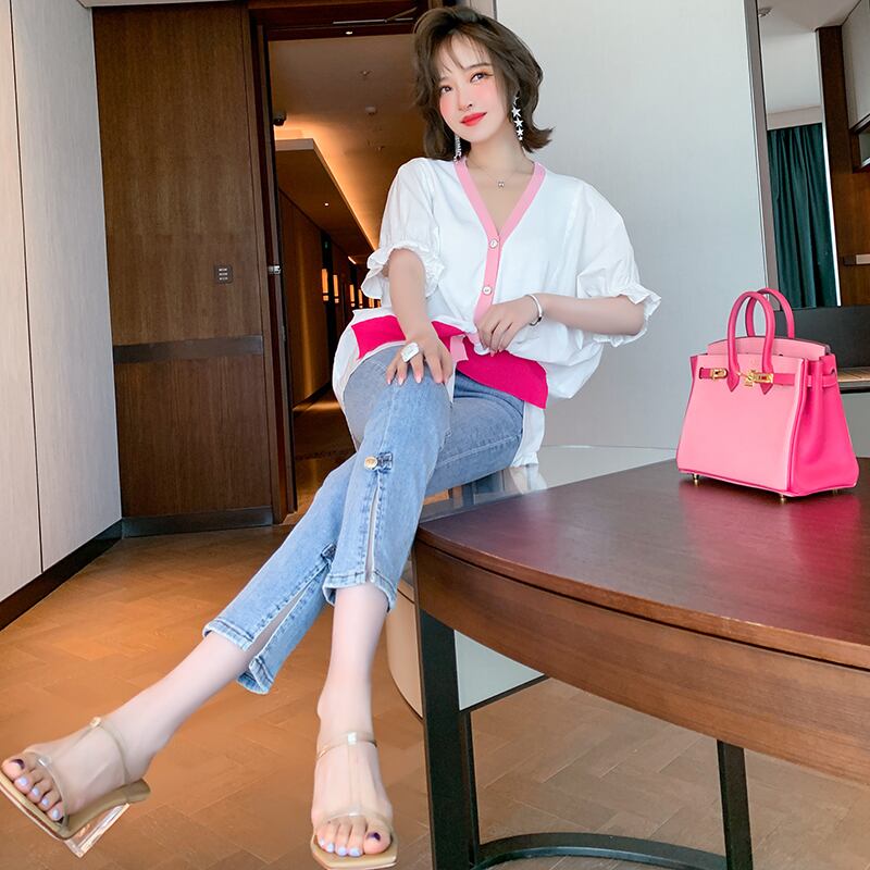 ハイウェストスリムクロップドジーンズ サマースタイル 夏物 MIUCO86122209321